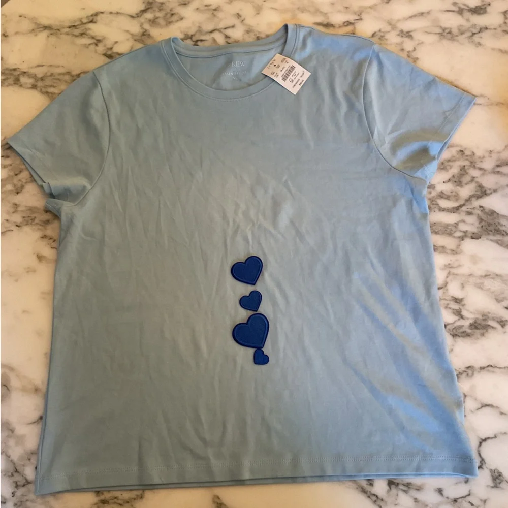 J. Crew Women's Essential short-sleeve crewneck tee Chateau Light Blue XL sliced - Picture 10 of 15